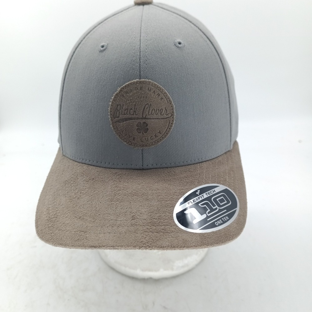Black Clover Flexfit 110 Snapback Hat Grey Tan Live Lucky Golf Cap New #13